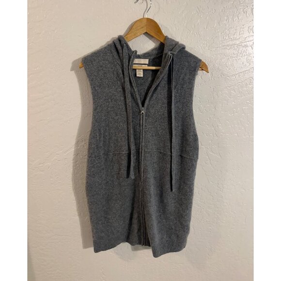 H&M Cashmere Grey Sleeveless Hooded Sweater Vest - Picture 1 of 11